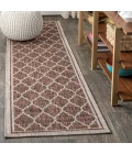 Trebol Moroccan Trellis Textured Weave Espresso/Taupe 2 ft. x 8 ft. Indoor/Outdoor Runner Rug
