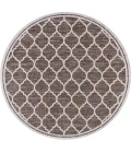Trebol Moroccan Trellis Textured Weave Espresso/Taupe 5' Round Indoor/Outdoor Area Rug