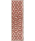 Trebol Moroccan Trellis Textured Weave Red/Beige 2 ft. x 8 ft. Indoor/Outdoor Runner Rug