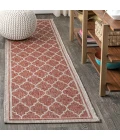 Trebol Moroccan Trellis Textured Weave Red/Beige 2 ft. x 8 ft. Indoor/Outdoor Runner Rug