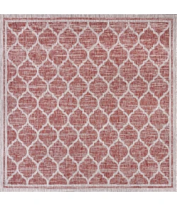 Jonathany Santa Monica SMB109C Red/Beige Area Rug 5 ft. 3 in. X 5 ft. 3 in. Square