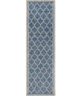 Trebol Moroccan Trellis Textured Weave Navy/Gray 2 ft. x 8 ft. Indoor/Outdoor Runner Rug