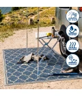 Trebol Moroccan Trellis Textured Weave Navy/Gray 2 ft. x 8 ft. Indoor/Outdoor Runner Rug