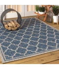 Trebol Moroccan Trellis Textured Weave Navy/Gray 8 ft. x 10 ft. Indoor/Outdoor Area Rug