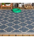 Trebol Moroccan Trellis Textured Weave Navy/Gray 8 ft. x 10 ft. Indoor/Outdoor Area Rug