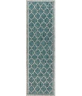 Trebol Moroccan Trellis Textured Weave Teal/Gray 2 ft. x 10 ft. Indoor/Outdoor Runner Rug