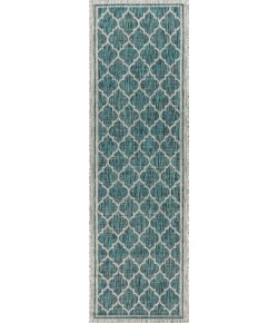 Jonathany Santa Monica SMB109E Teal/Gray Area Rug 2 ft. 2 in. X 10 ft. Runner
