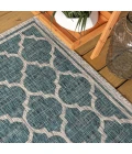 Trebol Moroccan Trellis Textured Weave Teal/Gray 8 ft. x 10 ft. Indoor/Outdoor Area Rug