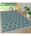 Trebol Moroccan Trellis Textured Weave Teal/Gray 8 ft. x 10 ft. Indoor/Outdoor Area Rug