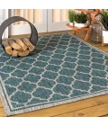 Trebol Moroccan Trellis Textured Weave Teal/Gray 8 ft. x 10 ft. Indoor/Outdoor Area Rug