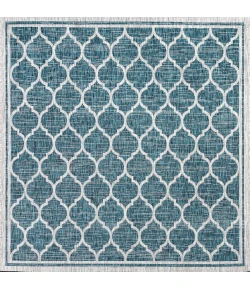 Jonathany Santa Monica SMB109E Teal/Gray Area Rug 5 ft. 3 in. X 5 ft. 3 in. Square