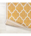 Trebol Moroccan Trellis Textured Weave Yellow/Cream 2 ft. x 8 ft. Indoor/Outdoor Runner Rug