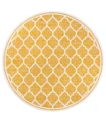 Trebol Moroccan Trellis Textured Weave Yellow/Cream 5' Round Indoor/Outdoor Area Rug