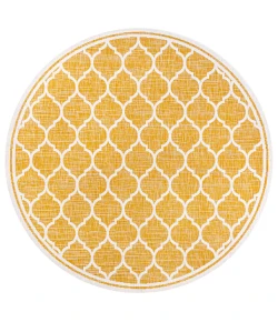 Jonathany Santa Monica SMB109F Yellow/Cream Area Rug 5 ft. 3 in. X 5 ft. 3 in. Round