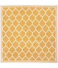 Trebol Moroccan Trellis Textured Weave Yellow/Cream 5' Square Indoor/Outdoor Area Rug