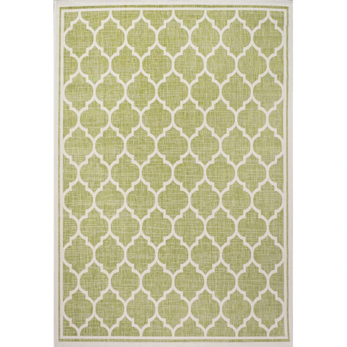 Trebol Moroccan Trellis Textured Weave Green/Cream 3 ft. x 5 ft. Indoor/Outdoor Area Rug