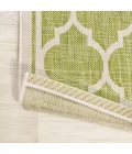 Trebol Moroccan Trellis Textured Weave Green/Cream 2 ft. x 8 ft. Indoor/Outdoor Runner Rug