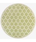 Trebol Moroccan Trellis Textured Weave Green/Cream 5' Round Indoor/Outdoor Area Rug