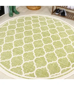 Jonathany Santa Monica SMB109G Green/Cream Area Rug 5 ft. 3 in. X 5 ft. 3 in. Round