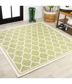 Jonathany Santa Monica SMB109G Green/Cream Area Rug 5 ft. 3 in. X 5 ft. 3 in. Square