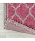 Trebol Moroccan Trellis Textured Weave Fuchsia/Light Gray 5' Square Indoor/Outdoor Area Rug