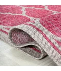 Trebol Moroccan Trellis Textured Weave Fuchsia/Light Gray 5' Square Indoor/Outdoor Area Rug