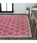 Trebol Moroccan Trellis Textured Weave Fuchsia/Light Gray 4 ft. x 6 ft. Indoor/Outdoor Area Rug