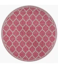 Trebol Moroccan Trellis Textured Weave Fuchsia/Light Gray 5' Round Indoor/Outdoor Area Rug