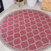 Jonathany Santa Monica SMB109H Fuchsia/Light Gray Area Rug 5 ft. 3 in. X 5 ft. 3 in. Round