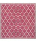 Trebol Moroccan Trellis Textured Weave Fuchsia/Light Gray 5' Square Indoor/Outdoor Area Rug