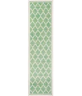 Trebol Moroccan Trellis Textured Weave Cream/Green 2 ft. x 10 ft. Indoor/Outdoor Runner Rug