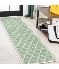 Jonathany Santa Monica SMB109I Cream/Green Area Rug 2 ft. 2 in. X 10 ft. Runner