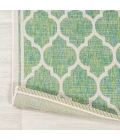 Trebol Moroccan Trellis Textured Weave Cream/Green 5' Square Indoor/Outdoor Area Rug