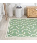 Trebol Moroccan Trellis Textured Weave Cream/Green 8 ft. x 10 ft. Indoor/Outdoor Area Rug