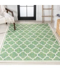 Trebol Moroccan Trellis Textured Weave Cream/Green 8 ft. x 10 ft. Indoor/Outdoor Area Rug