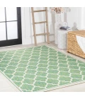 Trebol Moroccan Trellis Textured Weave Cream/Green 8 ft. x 10 ft. Indoor/Outdoor Area Rug
