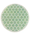 Trebol Moroccan Trellis Textured Weave Cream/Green 5' Round Indoor/Outdoor Area Rug