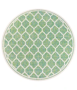 Jonathany Santa Monica SMB109I Cream/Green Area Rug 5 ft. 3 in. X 5 ft. 3 in. Round