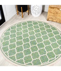 Jonathany Santa Monica SMB109I Cream/Green Area Rug 5 ft. 3 in. X 5 ft. 3 in. Round