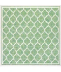 Trebol Moroccan Trellis Textured Weave Cream/Green 5' Square Indoor/Outdoor Area Rug