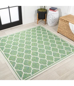 Jonathany Santa Monica SMB109I Cream/Green Area Rug 5 ft. 3 in. X 5 ft. 3 in. Square