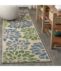 Zinnia Modern Floral Textured Weave Navy/Green 2 ft. x 10 ft. Indoor/Outdoor Runner Rug