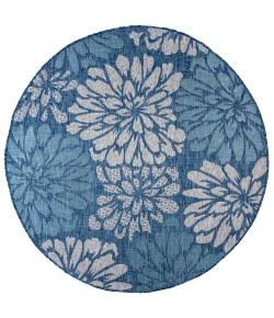 Jonathany Santa Monica SMB110C Navy/Aqua Area Rug 6 ft. 7 in. X 6 ft. 7 in. Round