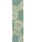 Zinnia Modern Floral Textured Weave Cream/Green 2 ft. x 10 ft. Indoor/Outdoor Runner Rug