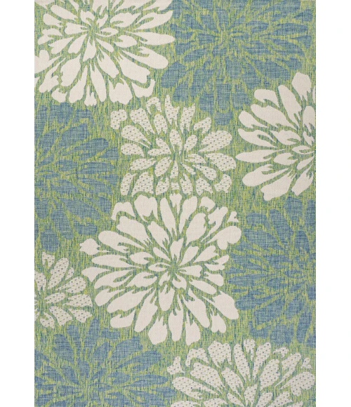 Zinnia Modern Floral Textured Weave Cream/Green 8 ft. x 10 ft. Indoor/Outdoor Area Rug