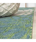 Zinnia Modern Floral Textured Weave Cream/Green 5' Square Indoor/Outdoor Area Rug
