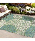 Zinnia Modern Floral Textured Weave Cream/Green 8 ft. x 10 ft. Indoor/Outdoor Area Rug