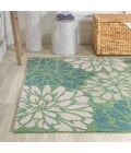 Zinnia Modern Floral Textured Weave Cream/Green 8 ft. x 10 ft. Indoor/Outdoor Area Rug