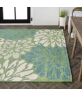 Zinnia Modern Floral Textured Weave Cream/Green 8 ft. x 10 ft. Indoor/Outdoor Area Rug