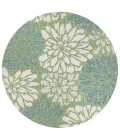 Zinnia Modern Floral Textured Weave Cream/Green 5' Round Indoor/Outdoor Area Rug